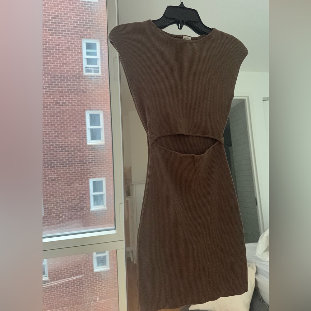 Aritzia Wilfred Brown Cut-Out Dress